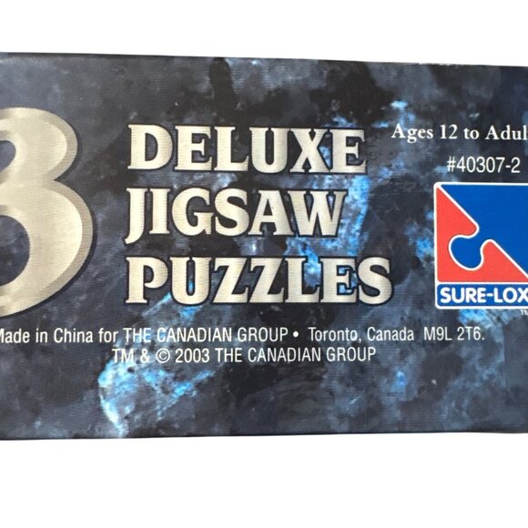 3 Deluxe Jigsaw Puzzles Sure-Lox Ages 12+ Neuschwanstein Castle Trevi Fountain & - Picture 7 of 7